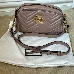 Gucci GG Marmont  Matelasse Crossbody Small Porcelain Rose or Dusty Pink